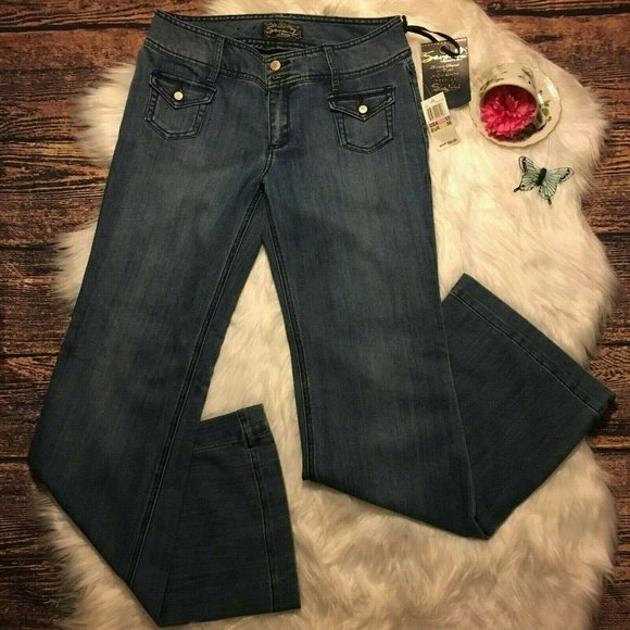 Seven 7 Premium Tuscany Medium Wash Flare Jeans - Picture 1 of 8